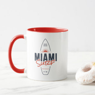 Taza Miami Surf – Diseño de tabla de surf vintage con p