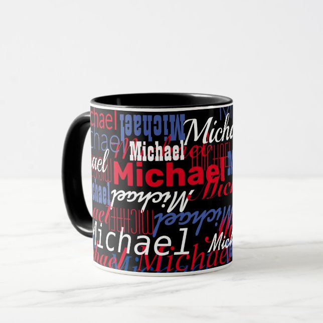 Taza Michael Custom Name Black Mug (Anverso izquierdo)