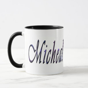 Taza Micheal, nombre, logotipo, tazón de café negro