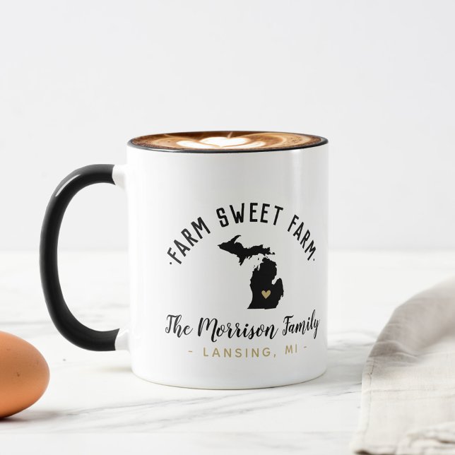 Taza Michigan Farm Sweet Farm Family Monogram Mug (Subido por el creador)