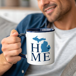 Taza Michigan Hogar Azul y Personalizado de la Marina C