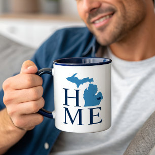 Taza Michigan Hogar Azul y Personalizado de la Marina C
