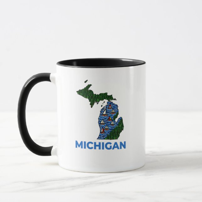 Taza Michigan Outline Tattoo Style  (Izquierda)