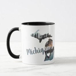 Taza Michigan Silhouette con tipografía
