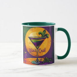 Taza Mid Century Mardi Gras Sunset Fleur De Lis Martini
