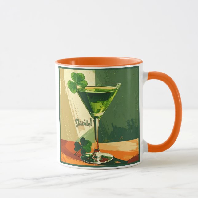 Taza Mid Century Modern Shamrock Martini Sláinte!  (Derecha)