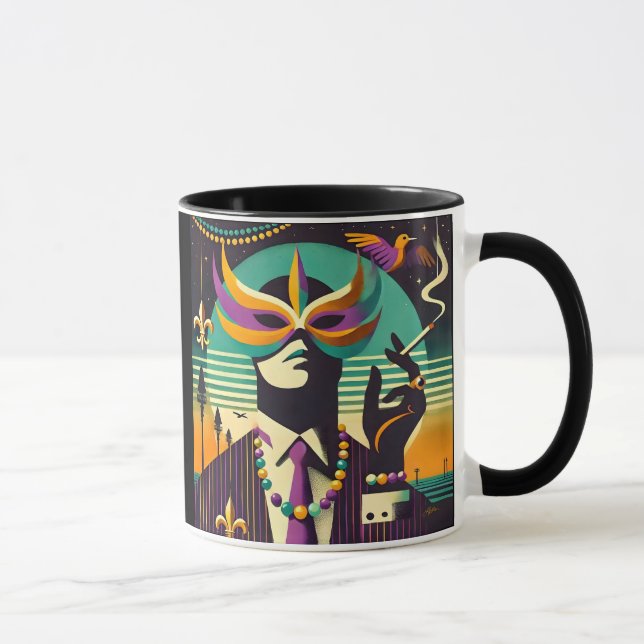 Taza Mid Century Retro 60s Mardi Gras The Smoking Man (Derecha)