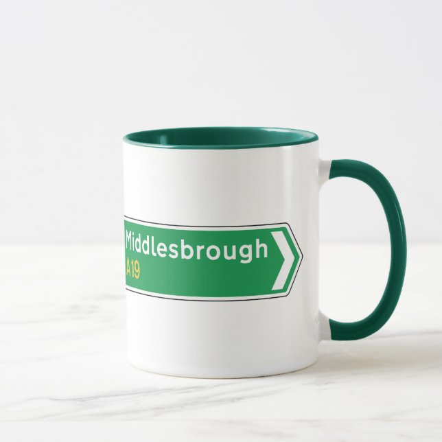 Taza Middlesbrough, señal de tráfico BRITÁNICA (Derecha)