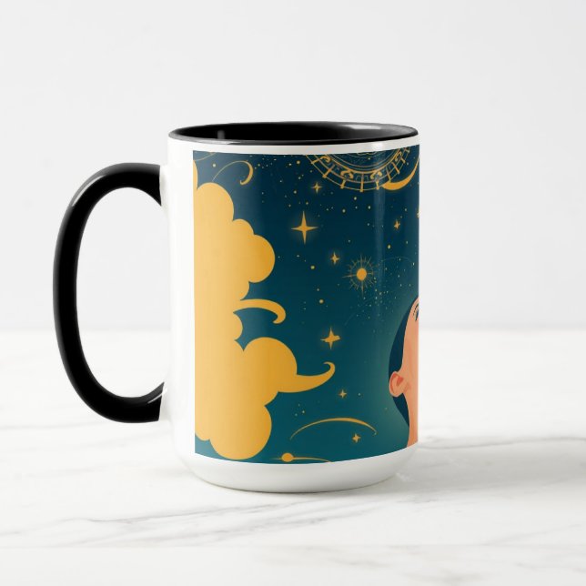 Taza Midnight Blue Gold Starry Sky Dreamer Custom (Izquierda)
