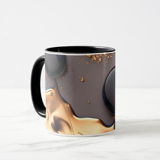 Taza Midnight Gold Liquid Marble (Anverso izquierdo)