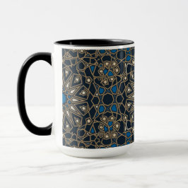 Taza Midnight & Gold Royal Islamic Geometric Mosaic