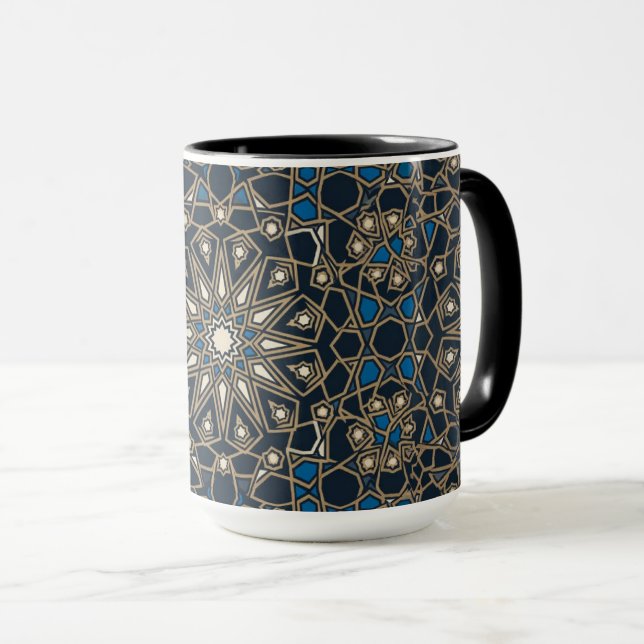 Taza Midnight & Gold Royal Islamic Geometric Mosaic (Anverso derecho)