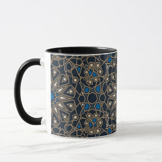 Taza Midnight & Gold Royal Islamic Geometric Mosaic Mug (Izquierda)