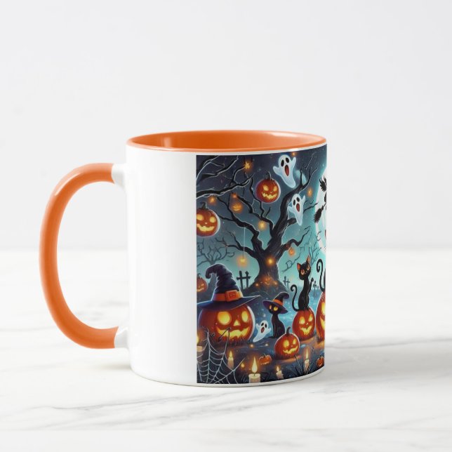 Taza Midnight Magic: Black Cats & Pumpkins Halloween  (Izquierda)