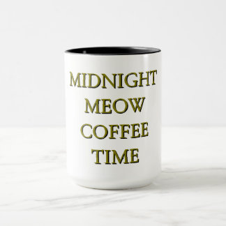 Taza Midnight Meow Coffee Time–Black & Gold Cat Mug
