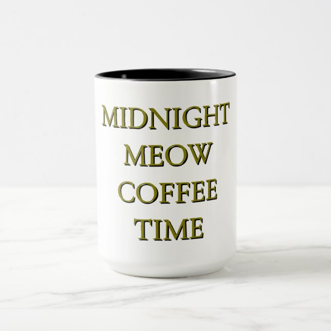 Taza Midnight Meow Coffee Time–Black & Gold Cat Mug (Centro)