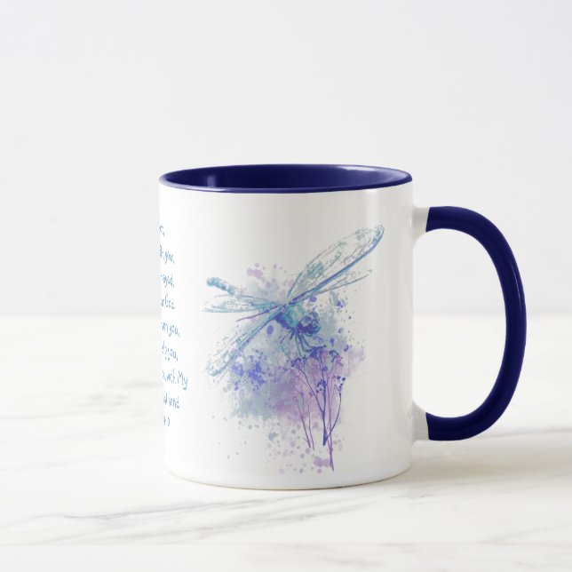 Taza Miedo No, Isaiah Scripting Dragonfly acuarela (Derecha)