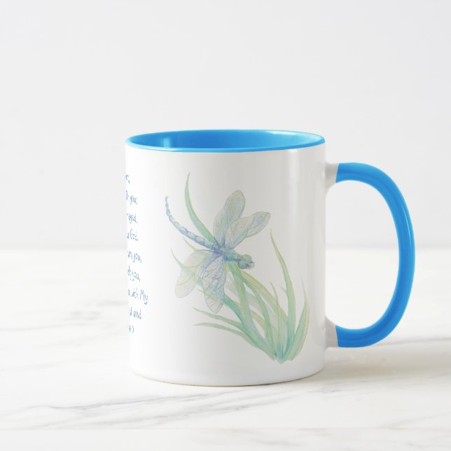 Taza Miedo No, Isaiah Scripting Dragonfly Azul, Verde (Derecha)