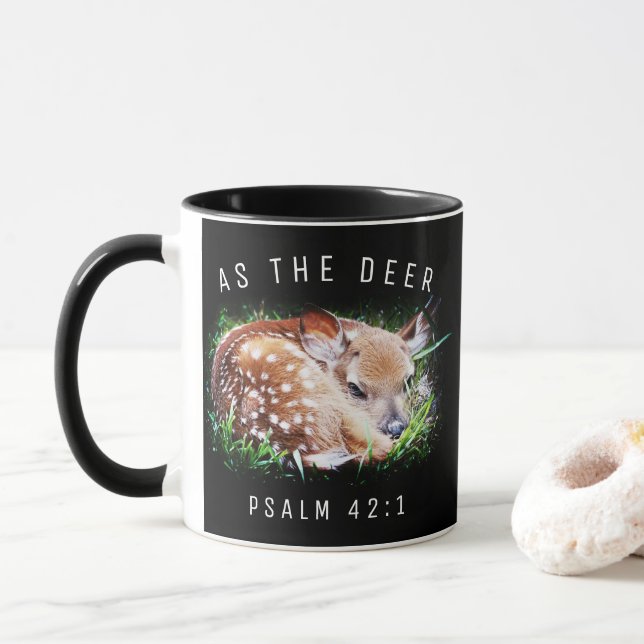 Taza Mientras El Salmo De Cerebro 42:1 Bebé Fawn Biblia (Con donut)