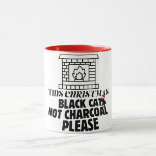 Taza Mikitiez divertido gato negro navidad carbón santa
