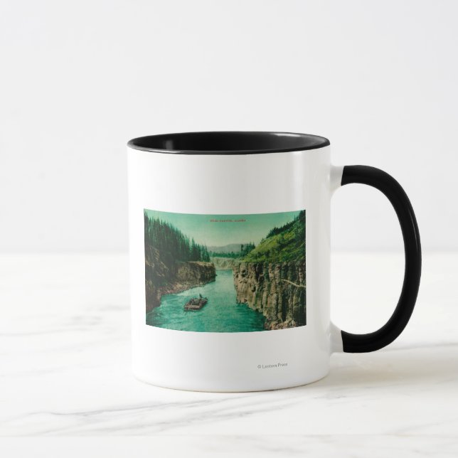 Taza Miles Canyon, Alaska View with Men Rafting Down (Derecha)