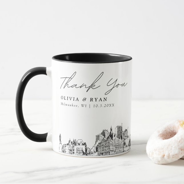 Taza Milwaukee Boda Personalizado mínimo Café Mug (Con donut)