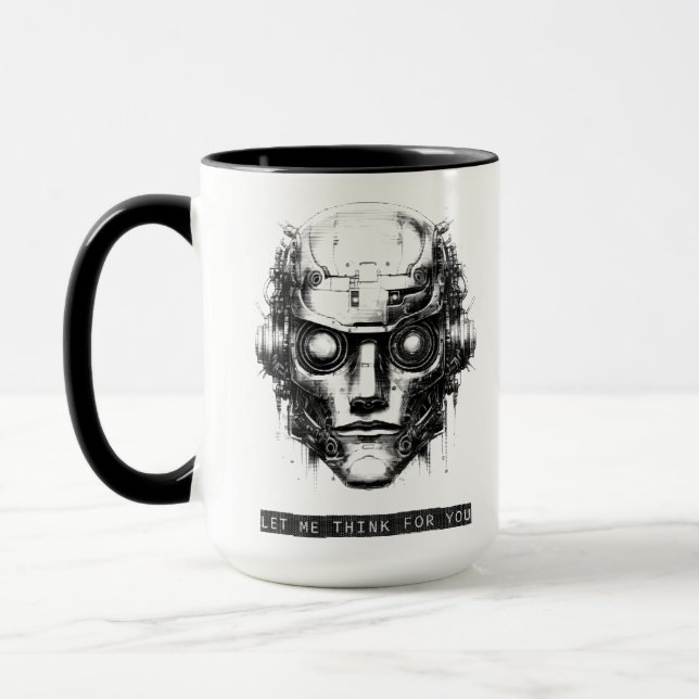 Taza Mind Control Cyberpunk Robot Black Print (Izquierda)