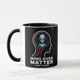 Taza Mind Over Materia Alien Head Binary Circuit Art