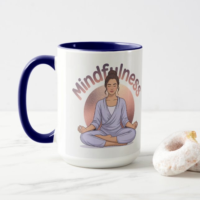 Taza Mindfulness Meditation Mug Navy Blue Combo (Con donut)