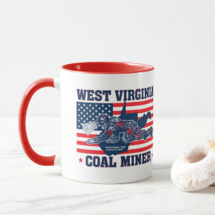 Taza MINERO DE CARBÓN DE VIRGINIA OCCIDENTAL rojo, blan