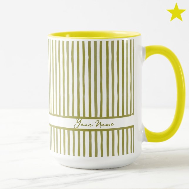 Taza Mini Rayas de Acuarela Amarillas de Moda con Nombr (Subido por el creador)