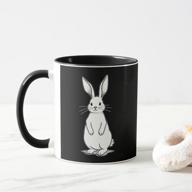 Taza Minimal Bunny Line Art – Easter Design - caneca (Con donut)