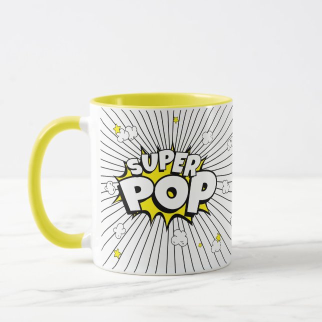 Taza Minimal Fun SUPER POP! Popcorn Pun | Pop Art (Izquierda)