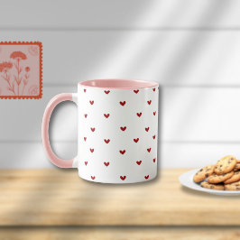 Taza Minimal Heart Pattern Mug | Soft Pink Giftable Cup