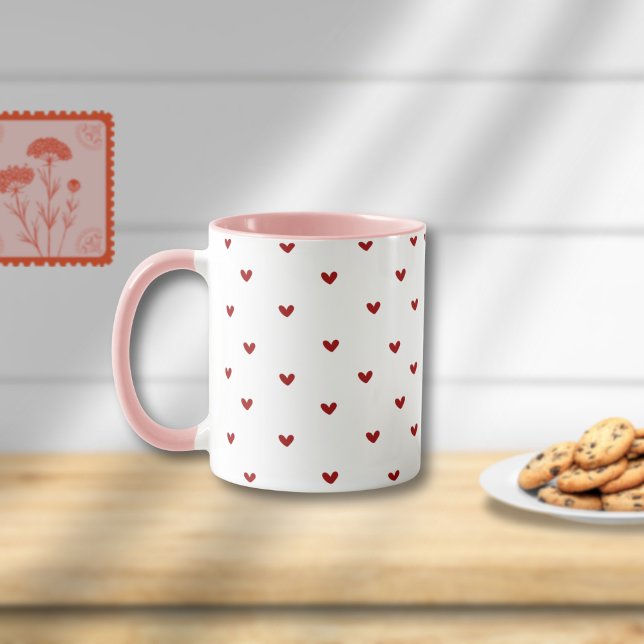 Taza Minimal Heart Pattern Mug | Soft Pink Giftable Cup (Subido por el creador)