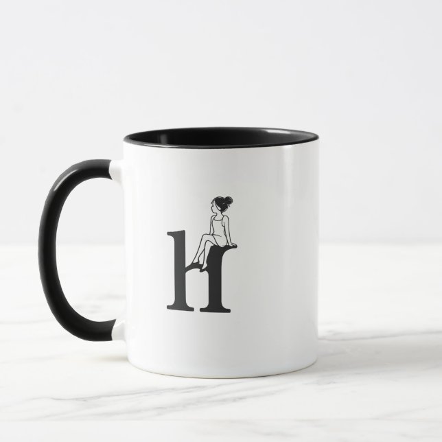 Taza Minimal Letter H Girl Aesthetic Coffee Mug (Izquierda)