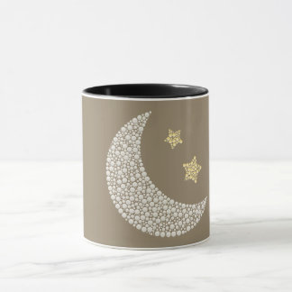 Taza Minimal Moon & Gold Stars Celestial Coffee Mug
