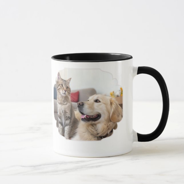 Taza Minimal Simple Pet Mug – Dog & Cat Line Art Design (Derecha)