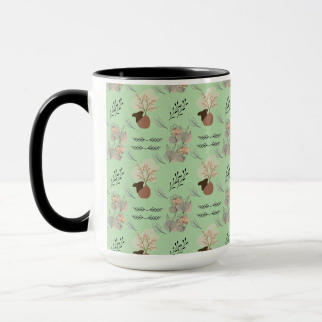 Taza Minimal vase, feathers and floral boho art- (Izquierda)