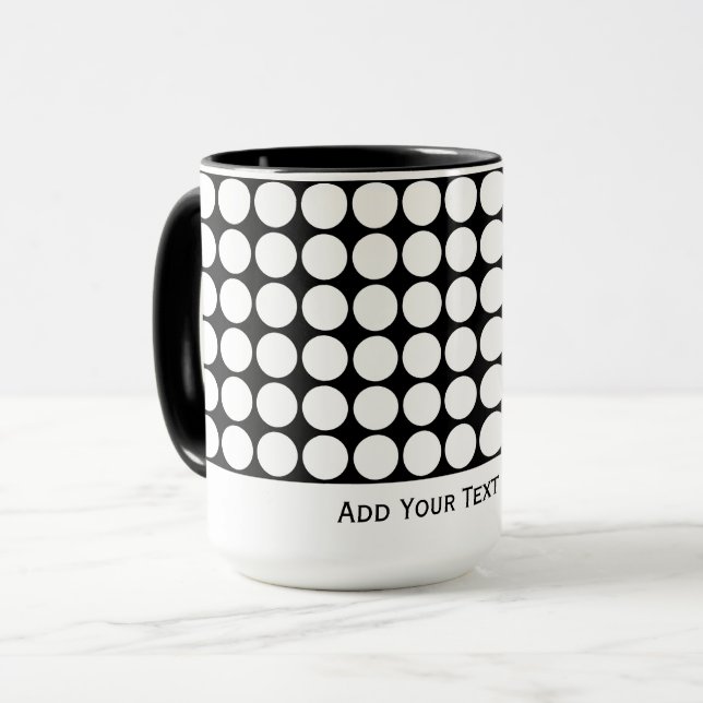 Taza Minimal White Dots on Solid Black Background (Anverso izquierdo)