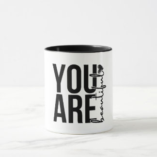 Taza Minimalist “Beautiful” Typography Design – Black a