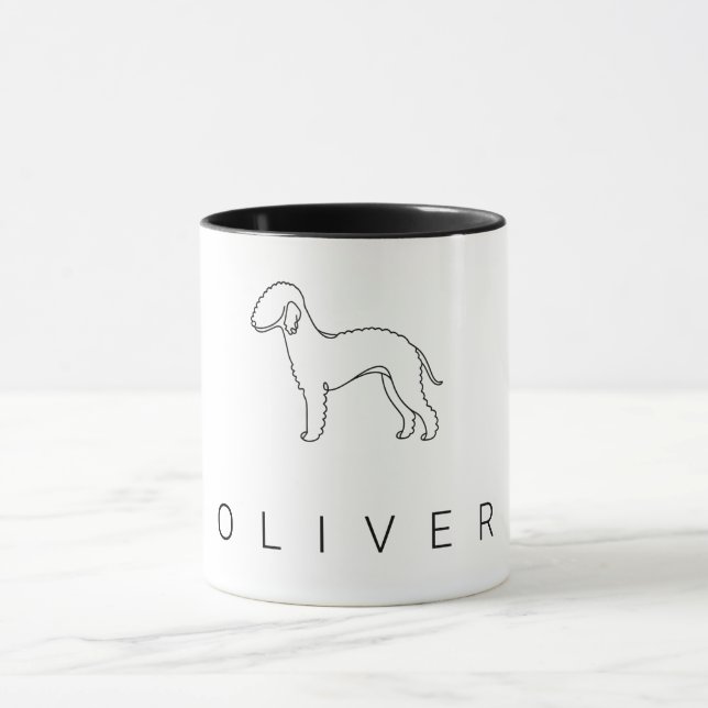 Taza Minimalist Bedlington Terrier Line Art  (Centro)