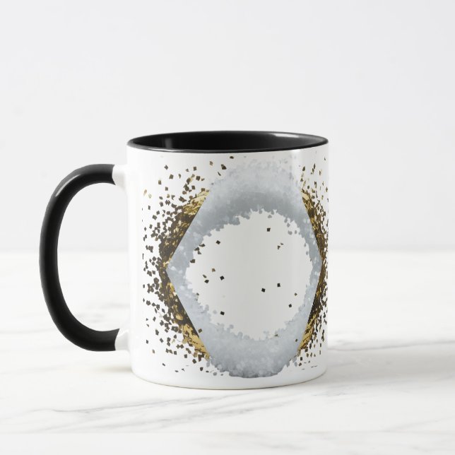 Taza Minimalist Gold Diamond Frame White Confetti Combo (Izquierda)