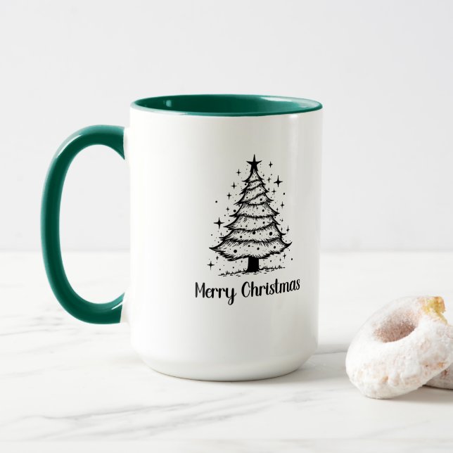 Taza Minimalist Merry Christmas Tree Mug (Con donut)