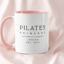 Taza Minimalist Personalized Pink Pilates Princess