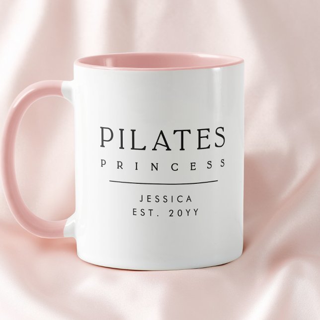 Taza Minimalist Personalized Pink Pilates Princess (Minimalist Personalized Pink Pilates Princess Mug)
