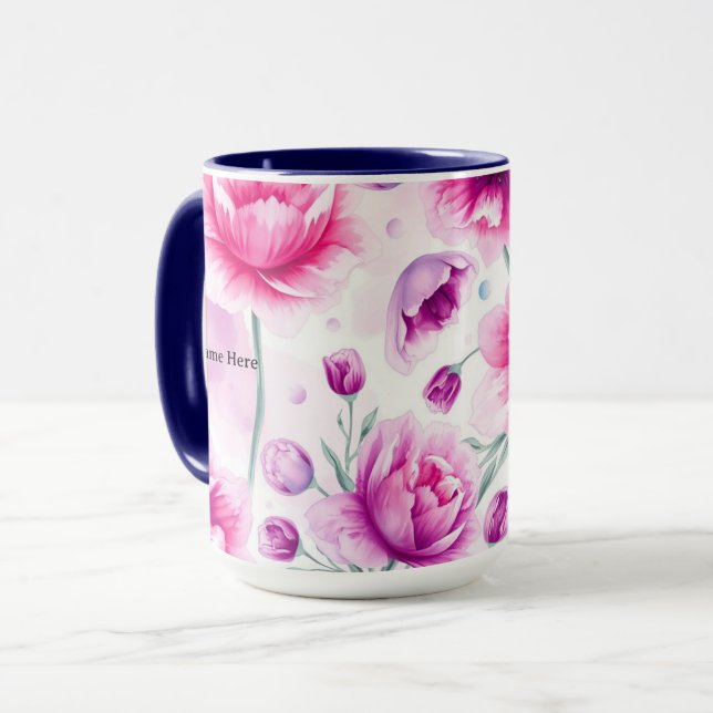 Taza Minimalist Purple Floral Ribbon IWD 2026 (Anverso izquierdo)