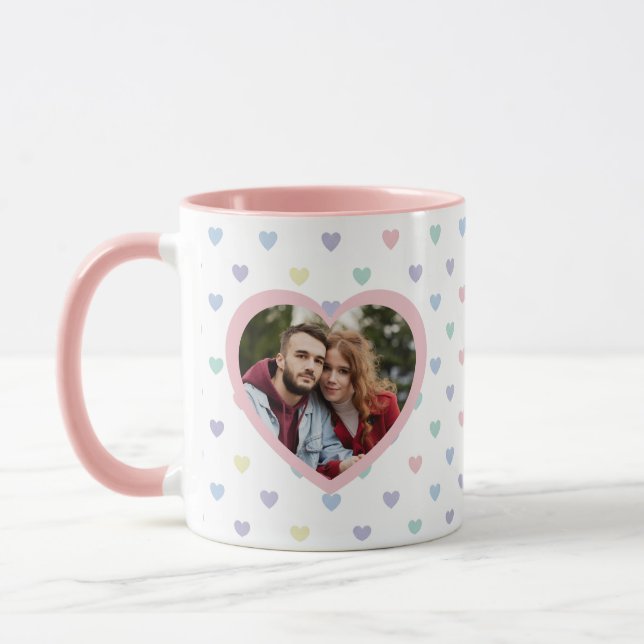 Taza Minimalist Soft Pastel Heart 2 Photo Personalized  (Izquierda)