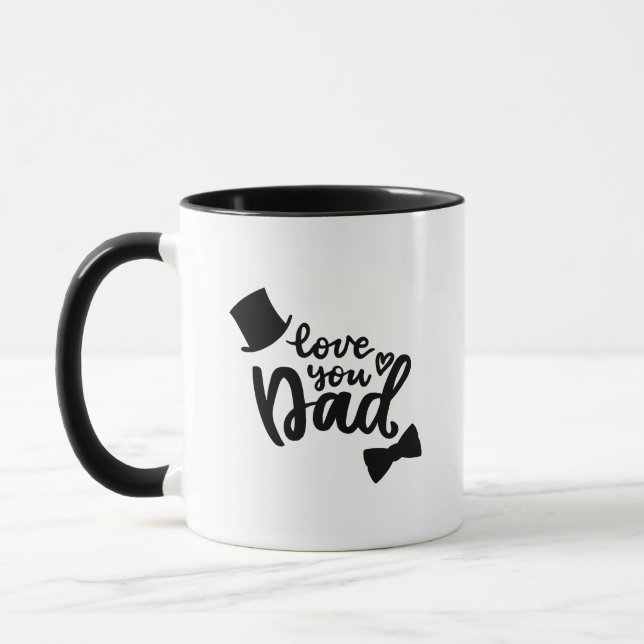Taza Minimalist Stylish Monochrome Love You Dad Classy (Izquierda)