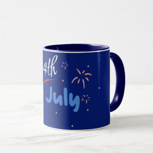 Taza Minimalista "4 de Julio" con Estallidos de Petardo